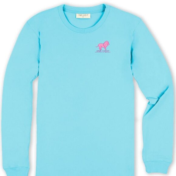 Simply Southern Lion Tracker Knit Pool Blue Long Sleeve T-Shirt - Picture 2 of 4